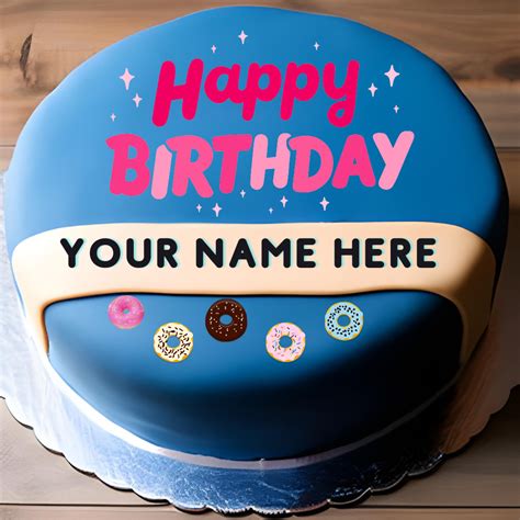 Pink Round Happy Birthday Cake With Your Name Edit Mynamearts