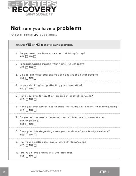 Free Printable Na 12 Step Worksheets