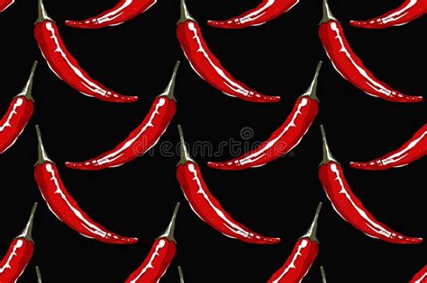 Food Seamless Pattern With Red Hot Peppers Aromatic Spices Background For Textiles Packaging