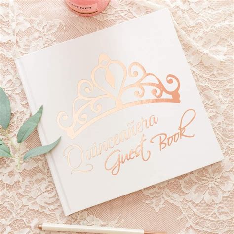 Libro De Firmas Para Quinceanera Quinceañera Pasta Dura Elegante Fiesta