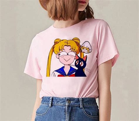 Sailor Moon Tshirt Aesthetic Shirt Women Harajuku Short Sleeve Ulzzang