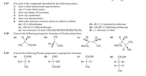 Solved Convert The Following Fischer Projections To Chegg