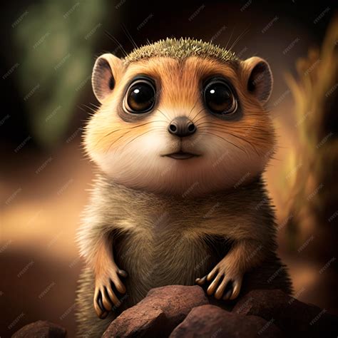 Premium Photo | Realistic portrait of a cute meerkat in the cartoon style