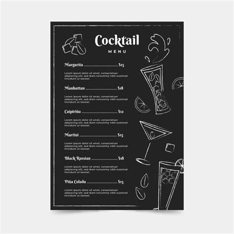 Premium Vector Cocktail Menu Hand Drawn Style Menú De Bebidas