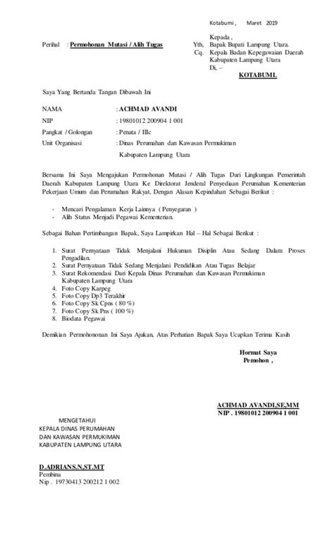 25 Contoh Surat Permohonan Mutasi Kerja Pns Dan Guru Contoh Surat