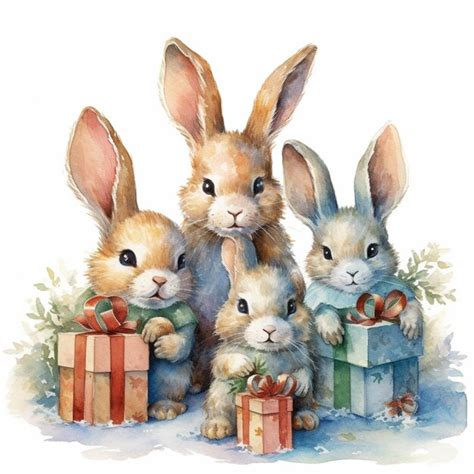 Premium Ai Image There Are Three Rabbits That Are Sitting Next To