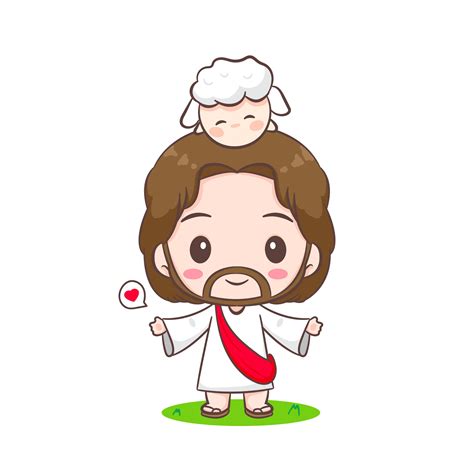 Cute Jesus Christ Cartoon Character Christian Religion Concept Design