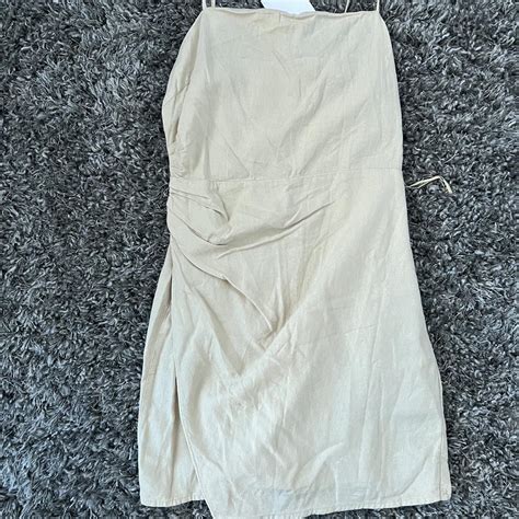 Zara Nude Linen Dress New With Tags Size S Depop
