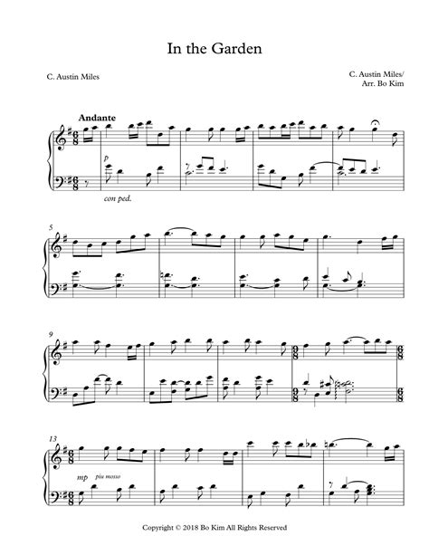 In The Garden I Come To The Garden Alone Arr Bo Kim By C Miles Austin Sheet Music For