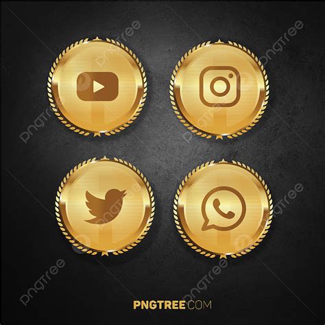 Luxury Social Media Vector Art Png Luxury Golden Social Media Pack Set