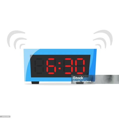 Jam Alarm Dering Jam Elektronik Konsep Dini Hari Bangun Pagi Ilustrasi Vektor Gaya Datar