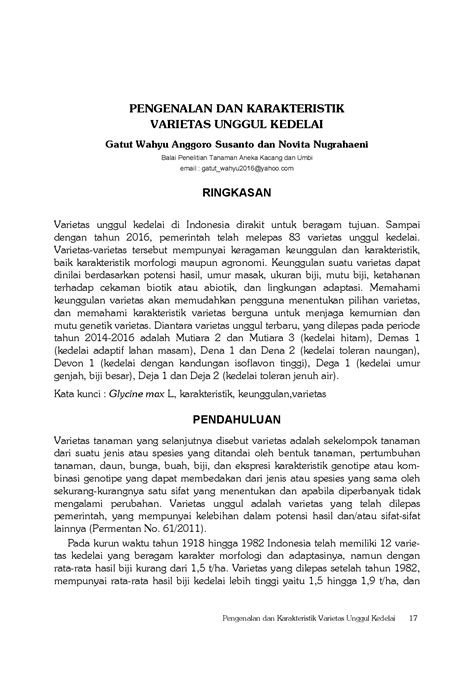 Pdf Pengenalan Dan Karakteristik Varietas Balitkabi Litbang