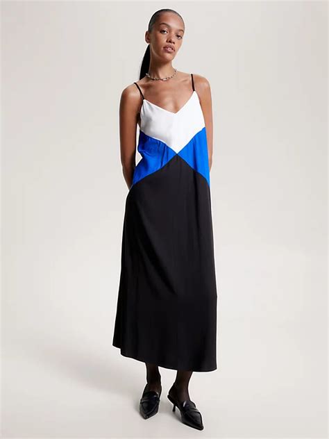 Argyle Relaxed Colour-Blocked Maxi Slip Dress | BLUE | Tommy Hilfiger