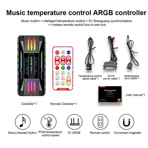 Coolmoon Argb Hub V Pin Argb Pin Pwm Pc Case Cpu Fan