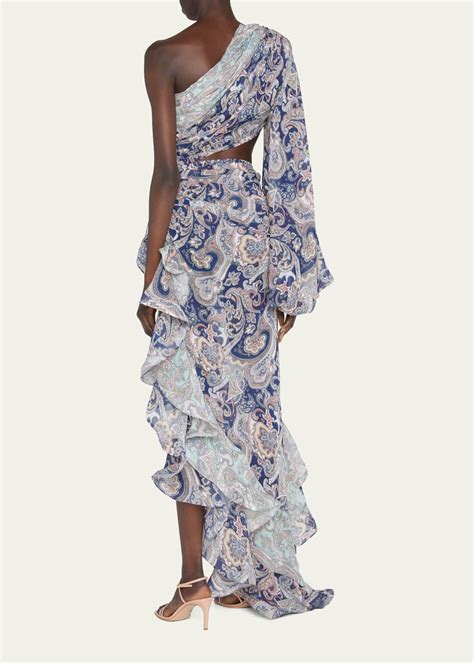 Bronx And Banco Sara Blue Cutout One Shoulder Gown Bergdorf Goodman