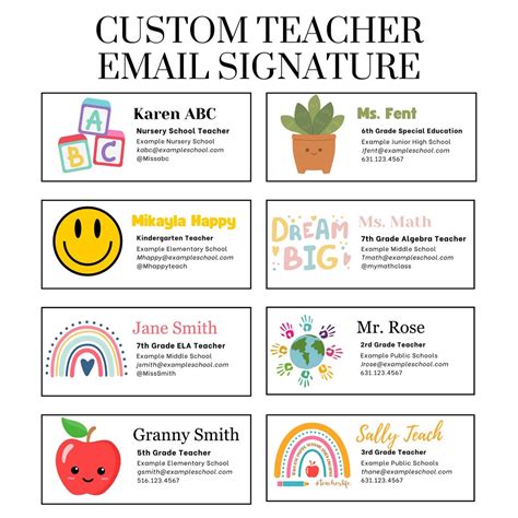 Teacher Email Signature Personalized Email Signature For Teacher