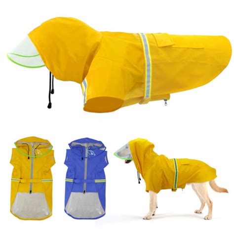 Waterproof Dog Raincoat Large Reflective Labrador Clothes Pet Hooded