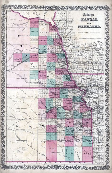 1858 Map of Kansas and Nebraska Showing Railroads Roads and Towns - Etsy