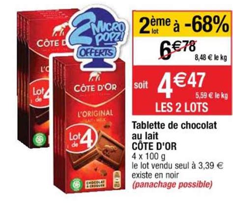 Promo Tablette De Chocolat Au Lait Côte D or chez Cora iCatalogue fr