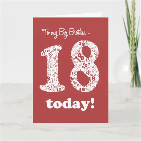 Chic Red 18th Birthday Card For Big Brother Zazzle