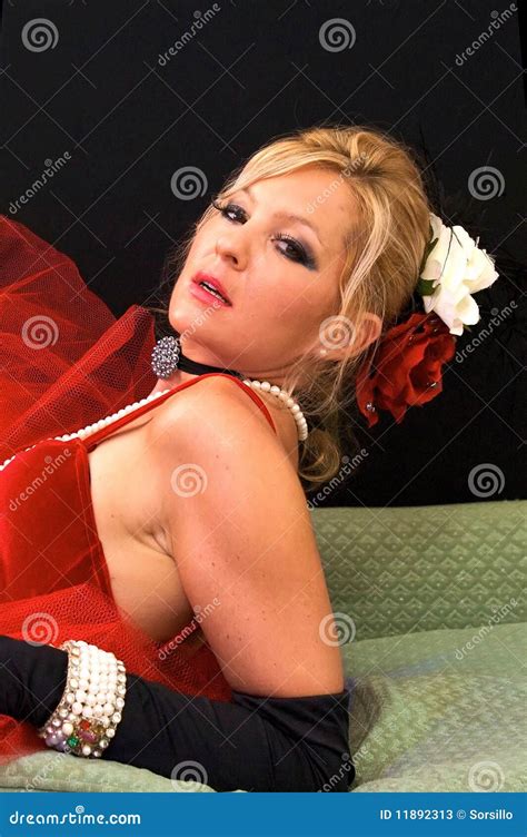Blonde Sitting Wearing Fishnets Stock Image Image Of Viewer Back 11892313
