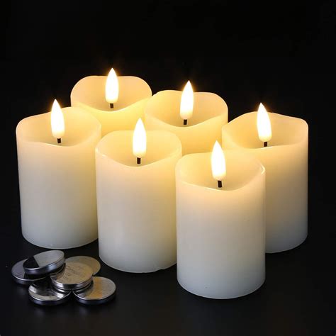 Eywamage Realistic Led Votive Candles With Timer Set Of Flickering