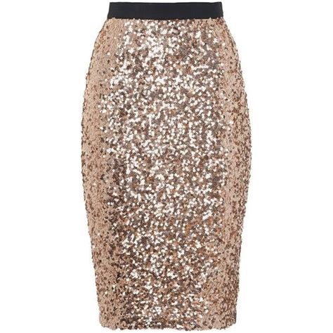 French Connection Lunar Sparkle Sequin Pencil Skirt Pale Gold 76