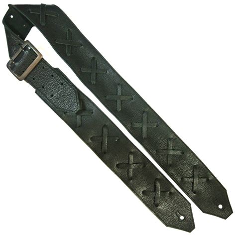 Wide Black X Leather Guitar Strap – jerihartstraps