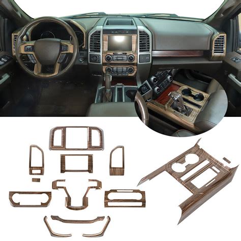 13x Interior Set Decoration Cover Trim Kit For 2015 2020 Ford F 150 Wood Grain Ebay