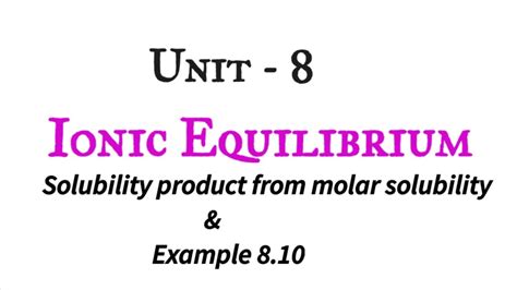 Determination Of Solubility Product From Molar Solubility Example