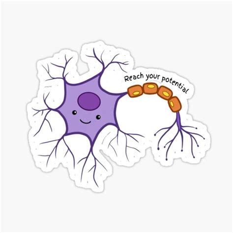 Reach Your Potential Cute Neuron Psychology Design Sticker For Sale