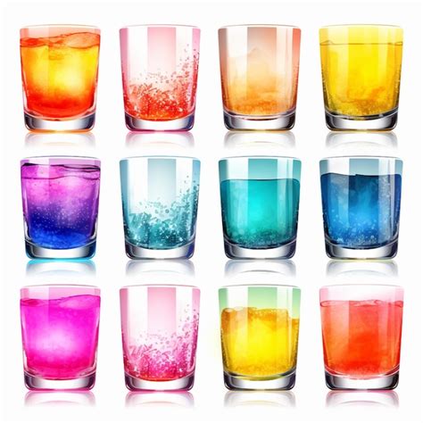 Premium Photo | A series of colored glasses with different colors of ...