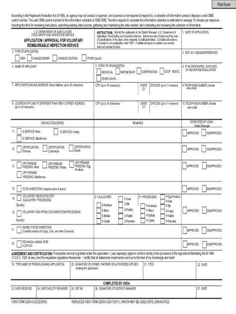 Fillable Online FSIS Form 5200 6 Pdf USDA Food Safety And Inspection