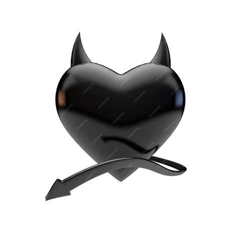 Premium Photo Black Devil Heart With Tail 3d Rendering