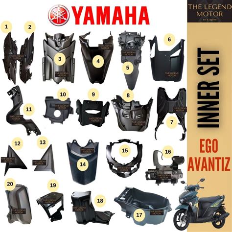 Ego Avantiz Avantis Inner Full Set Part Hitam Coverset Black Side Head