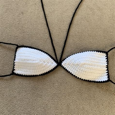 Crochet Black And White Bikini Set Handmade By Me Depop