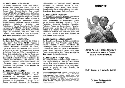 Programa º úo Festa de Santo Antonio 2023 page 0002 Diocese de Crato