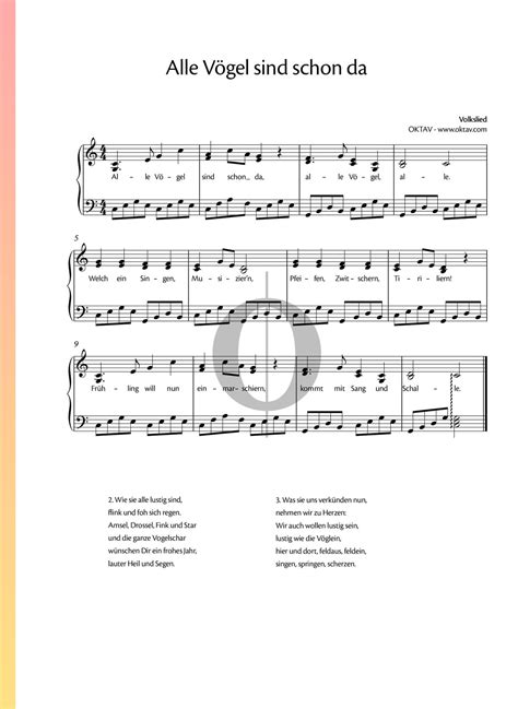 Alle V Gel Sind Schon Da Anonymous Piano Sheet Music Oktav