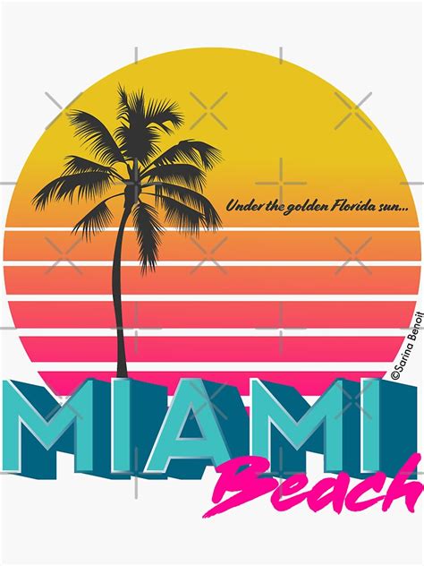 Retro Miami Beach Sunset Sticker For Sale By Sarina25 Redbubble