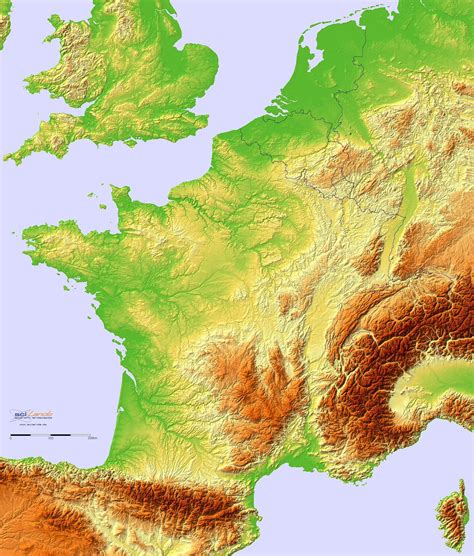geographical map france topography physical features france