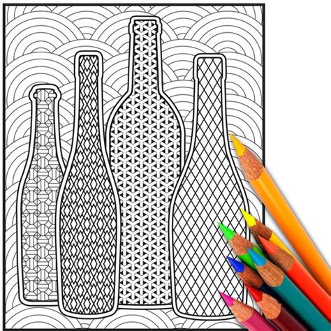 Wine Adult Coloring Page Adult Coloring Sheet Coloring