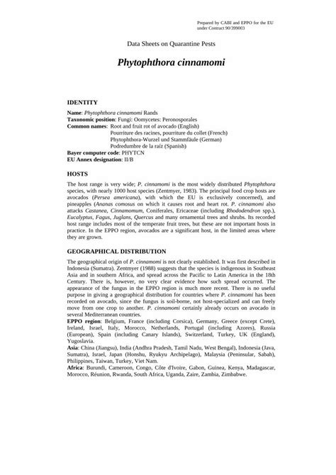 (PDF) "Data Sheets on Quarantine Pests: Phytophthora cinnamomi" · PDF ...