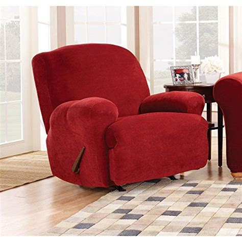 Sure Fit Stretch Pique Recliner Slipcover Medium Garnet Recliner