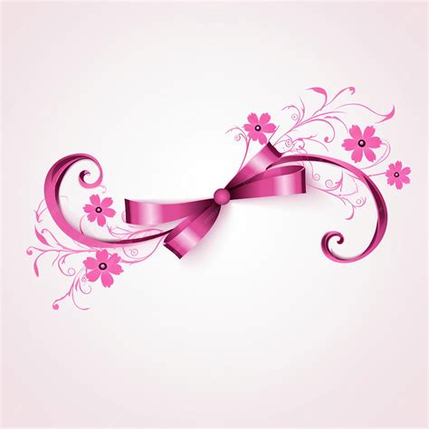 Premium Vector A Pink Ribbon With Flowers And A Ribbon That Says Ribbon