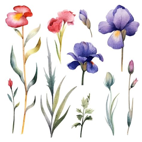 Premium Vector Watercolor Floral Iris Botanical Illustration