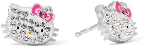 Hello Kitty Sterling Silver Crystal Stud Earrings Crystal Stud