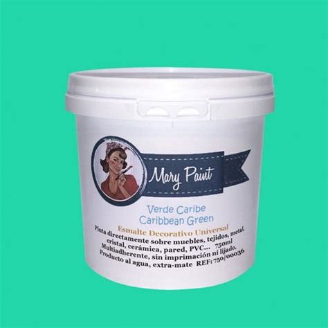 Pintura Al Agua Multisuperficie Acabado Mate Verde Caribe 750 Ml Mary