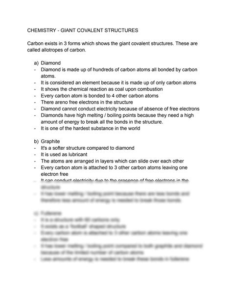 SOLUTION Pearson Edexcel Chemistry Giant Covalent Structures Studypool