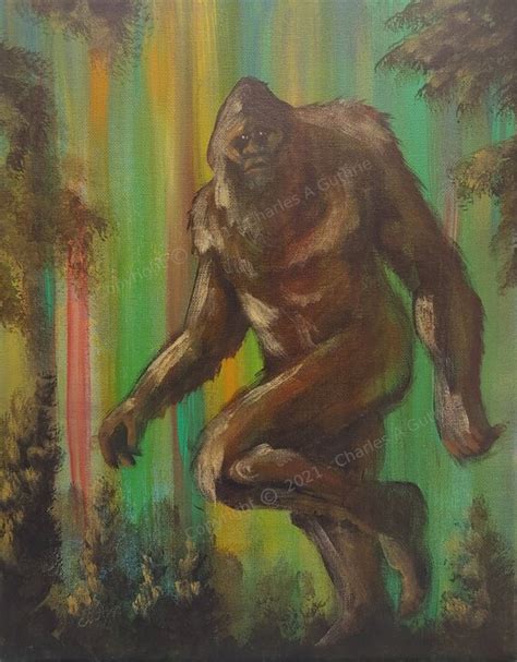 Sasquatch Artwork Original Bigfoot 11x14 Canvas Acrylic Etsy