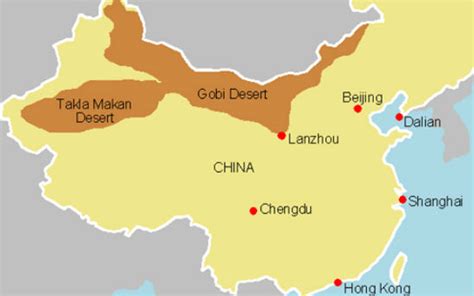 Physical Map Of China Gobi Desert